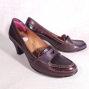 ❌SOLD❌Sofft Brown Leather Penny Loafer Heels